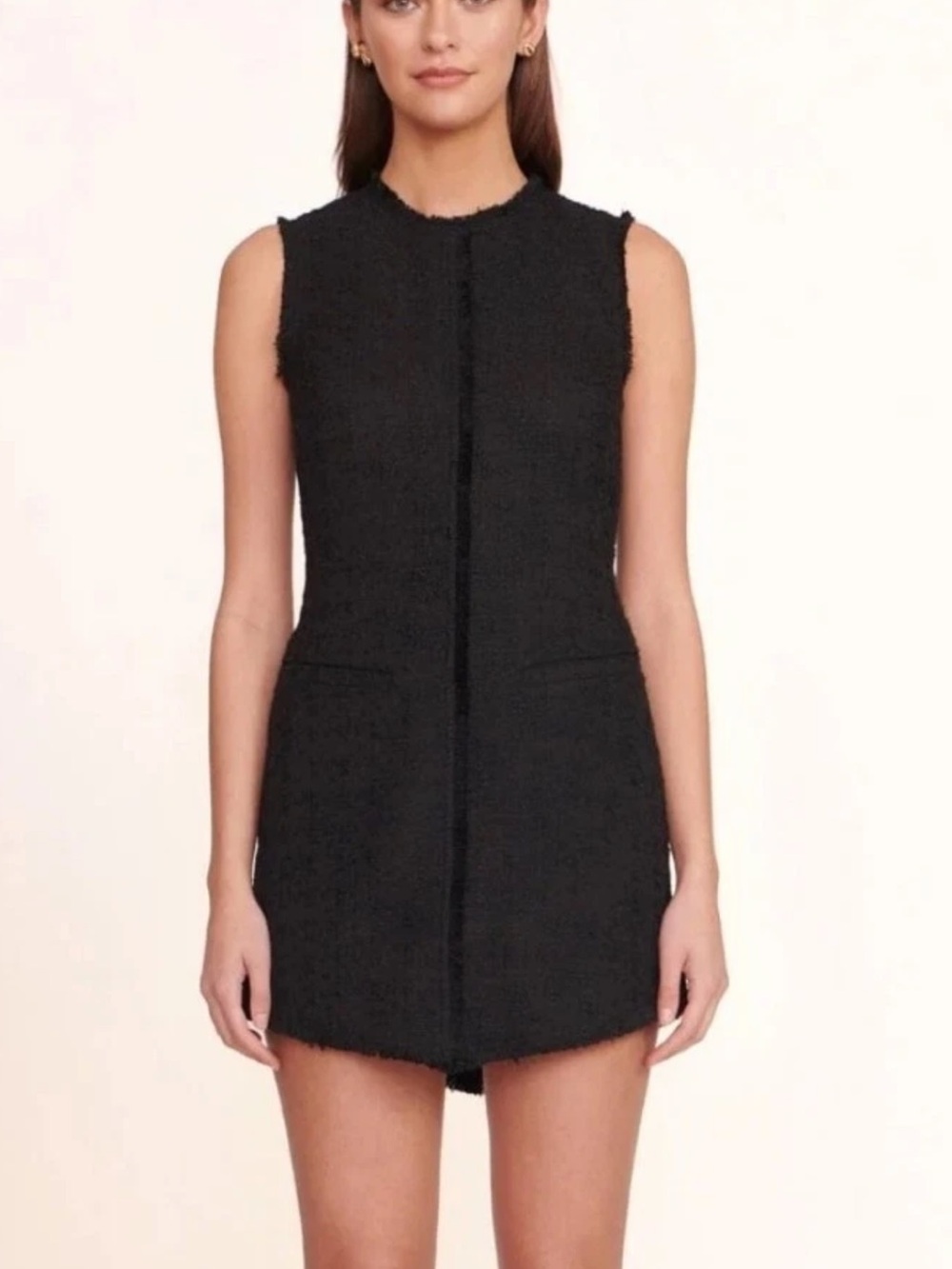 STAUD Crystal Black Tweed Mini Dress Woman’s Sz 8 Designer Luxury Modern
